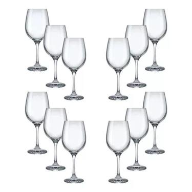 Imagem de Conjunto 12 Taças Barone 385ml Para Vinhos Bojo Amplo Vidro Nadir
