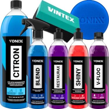 Imagem de KIT SHAMPOO V-FLOC CITRON DESINGRAXANTE BLEND SPRAY RESTAURAX SHINY PRETINHO VONIXX