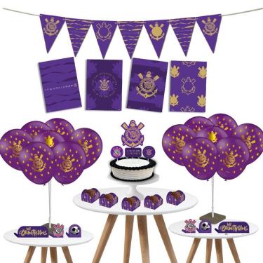 Imagem de Kit Festa Corinthians Roxo Decoração Completa Festa Times
