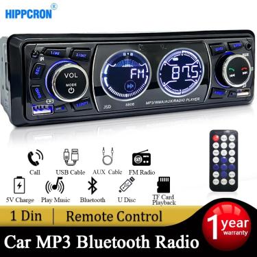 Imagem de Hippcron-1Din Rádio do carro com controle remoto  Bluetooth  estéreo  MP3 Player  receptor de FM