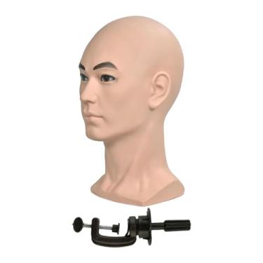 Imagem de Generic Cabeças de manequim masculino, suporte de exibição de cabeça de treinamento com cabeça de braçadeira, modelo para peruca, chapéu e óculos, estilo de