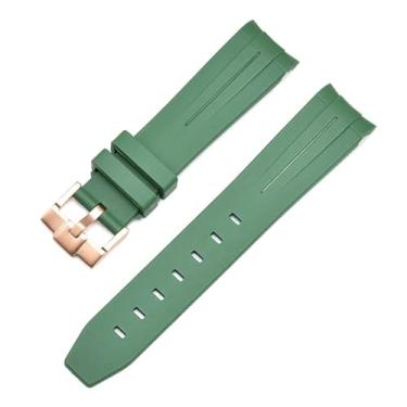 Imagem de HKIDKK 20mm 22mm 21mm Pulseira de relógio de borracha para pulseira Rolex marca pulseira de relógio de pulso de substituição masculina acessórios de relógio de pulso (cor: fivela verde-rosa, tamanho: