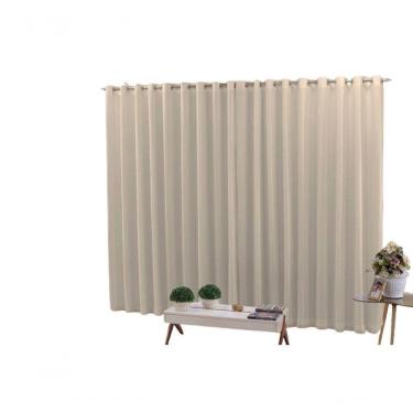 Imagem de Cortina 3,00x2,50 Sala Quarto Cozinha Voil Blackout Tecido Cor:bege