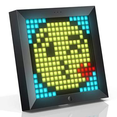 Imagem de Divoom Pixoo – Porta-retrato digital Pixel Art com tela LED de 16 x 16 controle de aplicativo – Moldura legal de animação suporte de parede/mesa para sala de jogos e mesa de cabeceira – Preto