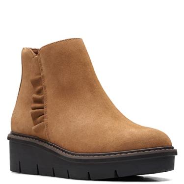 Imagem de Clarks Bota feminina Airabell Vibe na altura do tornozelo, Camurça cáqui escura, 9.5