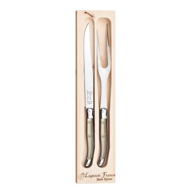Imagem de Garfo e Faca para Churrasco em Inox Laguiole Champagne