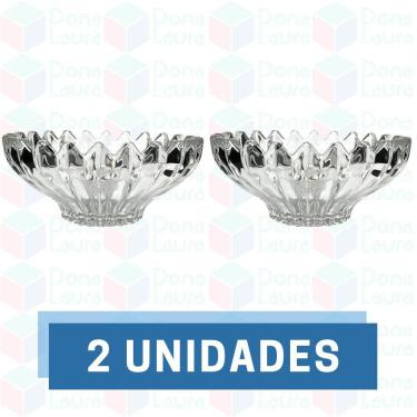 Imagem de 2 Vasilha de Vidro Resistente Desenhado p/ Petisco Sobremesa