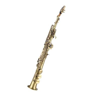 Imagem de conjunto de saxofone Profissional De Bronze Reto Bb Agudos Saxofone Niquelado Sax Instrumento De Sopro Terno