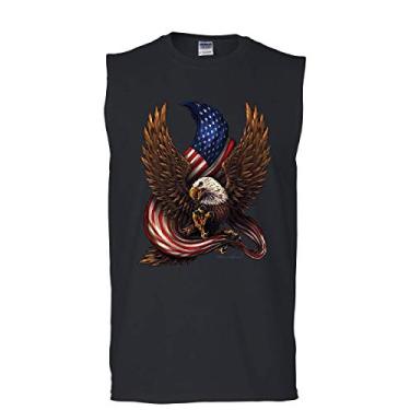 Imagem de Camiseta US Stars and Stripes Muscle Patriot American Pride Bald Eagle sem mangas, Preto, M