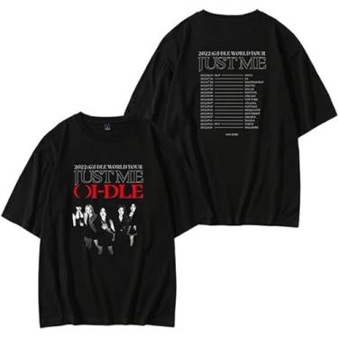 Imagem de Camiseta Gidle Just Me Tour Merch (G) I-DLE World Tour K-pop Support Camiseta para Neverland, Preto, M