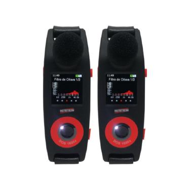 Imagem de Kit 2 Dosímetro Digital Ruído 35 A 140Db 680 Horas Oled Filtro Banda Microfone Dos-1000x Portátil Maleta Com Certificado