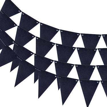 Imagem de Decorações de festa pretas de 1,2 m, bandeira triangular de papel com glitter para pendurar para decorações de festa emo, decorações de festa de Raiders Decorações de aniversário masculinas, decorações de festa de Halloween