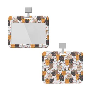 Imagem de Porta-crachá de gatos horizontal destacável para pescoço com cordão para crachá para homens e mulheres à prova d'água cartão de identificação com nome capa protetora com cordão para escritórios carteira de motorista escolar