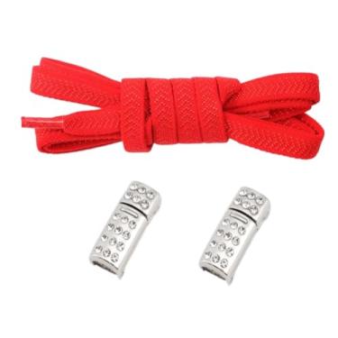 Imagem de Diamond Lock Shoelaces Without Ties Buckle Elastic Laces Sneakers Flats No Tie Shoe Laces Shoes Accessories (Color : Red)