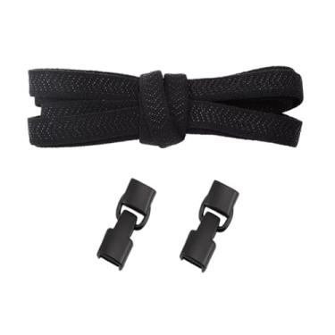Imagem de Elastic Laces Sneakers Hook Locks Shoelaces Without Ties Wide Flats Creative No Tie Shoe Laces Kids Adult Shoelace (Color : All Black)