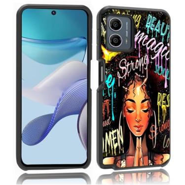 Imagem de Capa para Moto G 5G 2023, à prova de choque, antiarranhões, capa de armadura híbrida de camada dupla para Motorola G 5G 2023, mulheres afro-americanas, menina negra afro-americana com coroa