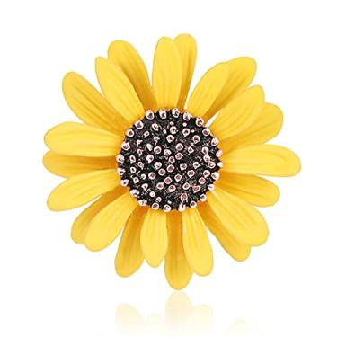 Imagem de Anmpab Alfinetes de flor de margarida multicoloridos e bonitos broches de planta girassol terno lapela broche rosa amarelo branco sol flor decote broche esmalte margarida casaco colarinho broche para