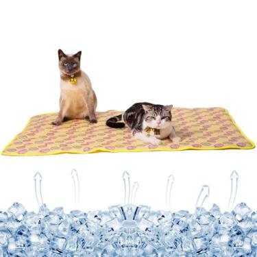 Imagem de Yu-Xiang Tapete de gelo para cães e gatos de seda gelada Canil Páscoa tapete de resfriamento para animais de estimação verão, tapete de bambu fresco, acolchoado respirávelYu-Xiang L amarelo