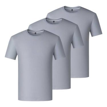Imagem de Camisetas esportivas masculinas de secagem rápida para treino, corrida, natação, proteção solar FPS 50+ e Rash Guard, Prata - 3, G