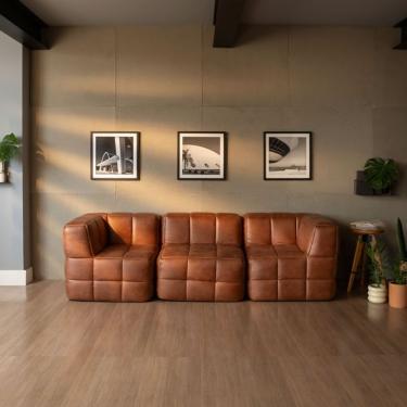 Imagem de Sofá Guldi Popup com 2 Módulos Canto e Central Corino Caramelo