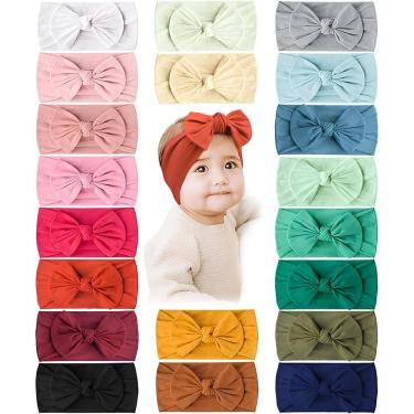 Imagem de Laço De Cabelo Bebê Turbante Faixinha Slim Kit 20 Unidades