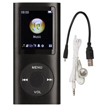 Imagem de MP3 Player, elegante som sem perdas, tela LCD fina de 1,8 polegadas, leitor de música portátil MP3, suporta cartões de memória TF (preto)