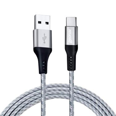 Imagem de Geonav Cabo USB-C (tipo C) para USB, carregamento rápido, nylon trançado, 1,5MT, UCC06, Cinza/Branco