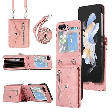 Imagem de Capa de telefone para Samsung Galaxy Z Flip 6 5G 2024 capa carteira com alça transversal de ombro cordão slot de crédito suporte para cartão de couro celular ZFlip6 Z6 G Flip6 6Z mulheres homens