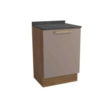Imagem de Gabinete de Cozinha Modulado Balcão Botanic M629 1 Porta c/Tampo 60cm Nogueira/Fendi/Cinzel - Kappesberg