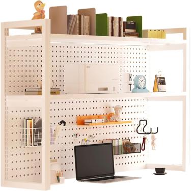 Imagem de Prateleira de armazenamento de mesa para monitor de mesa Rack de exibição de 3 camadas, altura de prateleira ajustável de armazenamento DIY, prateleira de metal de organizador de mesa, para