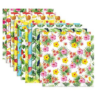 Imagem de JOINFANXIN Bloco de papel para scrapbook de verão, 24 peças de papel decorativo dupla face padrão de abacaxi flamingos, papel de cartolina para scrapbook, fundo decorativo faça você mesmo, materiais
