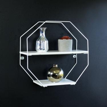 Imagem de Prateleira Aramada com Madeira Octogonal Branco