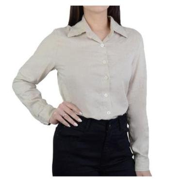 Imagem de Camisa Feminina Autenticada Bege Chocolate - 7758-Feminino