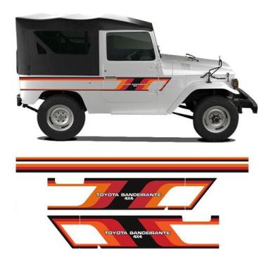 Imagem de Kit Faixa Toyota Bandeirante 4x4 Adesivo Lateral Vermelho - SPORTINOX