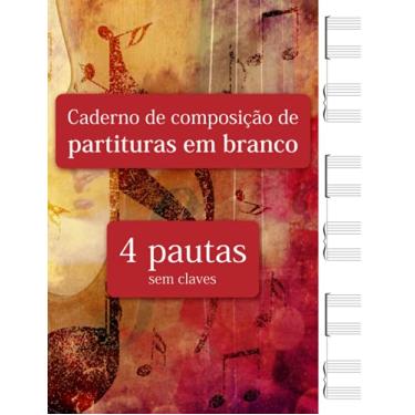Imagem de Caderno de composição de partituras em branco - 4 pautas sem claves