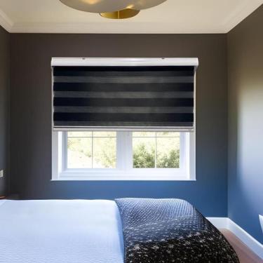 Imagem de Persiana Rolo Duplo Tecido Zebra Preta 140 (L) x 160 (A) Double Vision