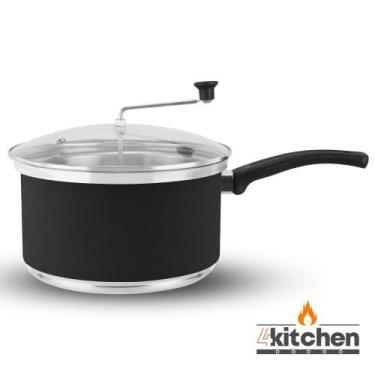 Imagem de Panela Pipoqueira Top 3l Aluminio com Tampa de Vidro Preta - Fortplast