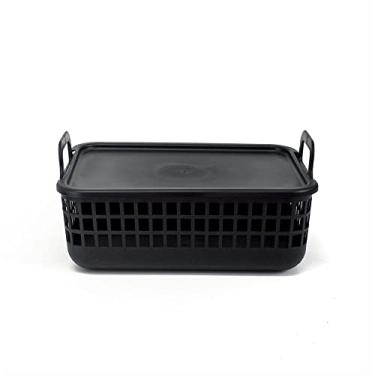 Imagem de Oikos - Cesto 9L de Plástico Pequeno Telado Preto com Tampa e Alças