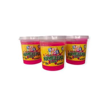 Imagem de Kit Com 3 Slime Rosa Kimeleka Acrilex 180g Art Kids