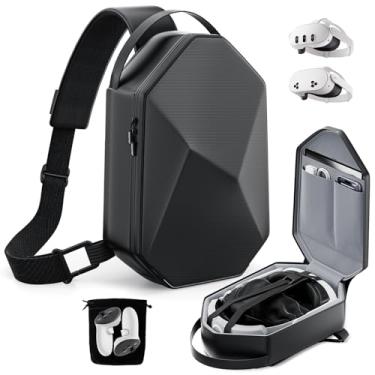 Imagem de Estojo de transporte para Meta Quest 3/Quest 2/Vision Pro, estojo de viagem rígido compatível com Kiwi Design/BOBOVR Elite, alça de bateria e acessórios de controladores, mochila de ombro crossbody