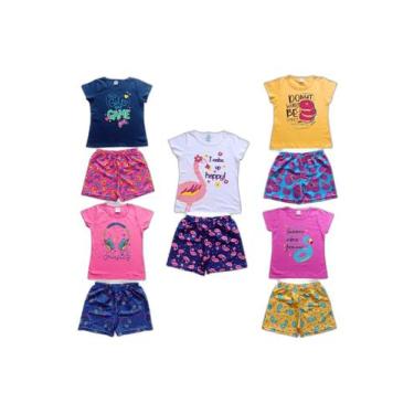 Imagem de Conjuntos Infantis Menina  Kit 10 peças  Blusas Shorts 1 ao 10 - Kitil