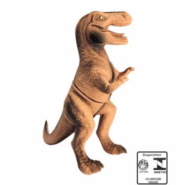 Imagem de Dinossauro T Rex na Cinta Cometa Brinquedo Jurassico de Vinil Marrom M