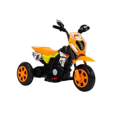 Imagem de Moto Elétrica Infantil Laranja Farol Led Acelerador Pedal Ré - Bangtoy