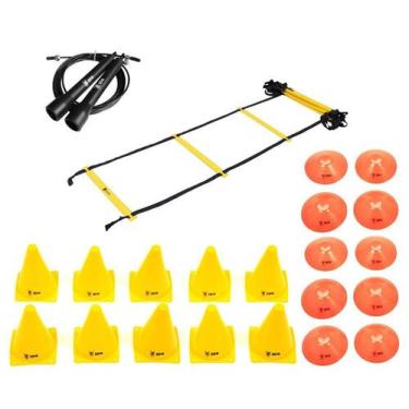 Imagem de Kit Funcional Escada de Agilidade + Speed Rope + 10 Cones + 10 Half Co