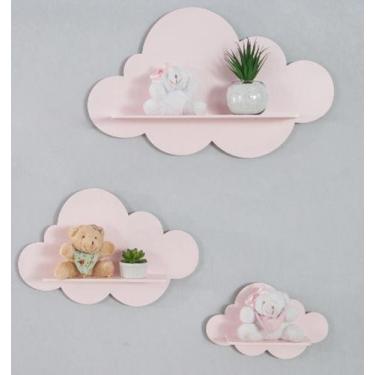 Imagem de Trio De Nichos Modelo Nuvem Em Mdf Quarto De Bebê - Prateleira - Lalu 