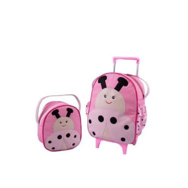 Imagem de Kit Mochila De Carrinho Infantil Bichinho G + Lancheira - Suporte Lanc