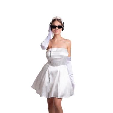 Imagem de Cosplaya Princess White Floral Strapless Satin Dress Costume - Adult Womens Teens Sundress Cosplay Halloween, L