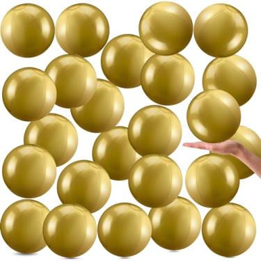 Imagem de Yinder Bola inflável de praia com 24 peças, 15 cm, bola flutuante para piscina, debaixo do mar, decorações de festa, bolha, oceano, verão, piscina, brinquedos, suprimentos de festa (ouro)