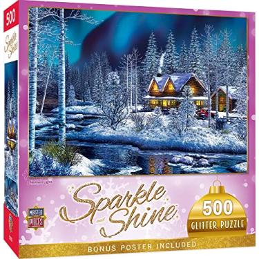 Imagem de MasterPieces Holiday Glitter 500 Puzzles Collection - Northern Lights 500 Piece Jigsaw Puzzle