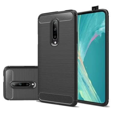 Imagem de Gufuwo Capa para OnePlus 7 Pro, GM1910, capa fina de fibra de carbono, capa traseira macia de TPU, antiarranhões, à prova de choque, capa protetora para OnePlus 7 Pro, preta